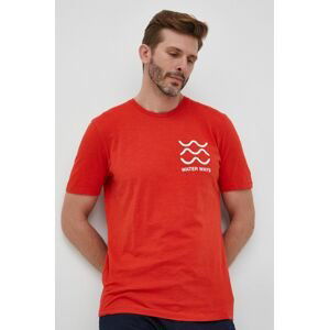 Bavlnené tričko Sisley červená farba, s potlačou