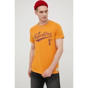 Tričko Superdry pánske, oranžová farba, s potlačou