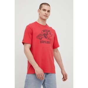 Bavlnené tričko Superdry červená farba, s potlačou