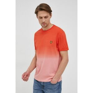 Bavlnené tričko Lyle & Scott oranžová farba, jednofarebné