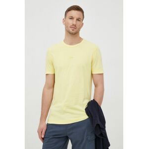 Bavlnené tričko Boss Boss Casual žltá farba, jednofarebné