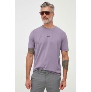 Tričko BOSS BOSS ORANGE pánske, fialová farba, jednofarebné