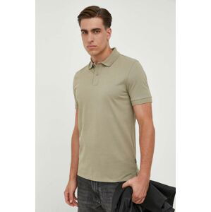 Bavlnené polo tričko BOSS zelená farba, jednofarebné