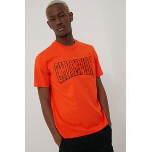 Bavlnené tričko Champion 217172 oranžová farba, s nášivkou