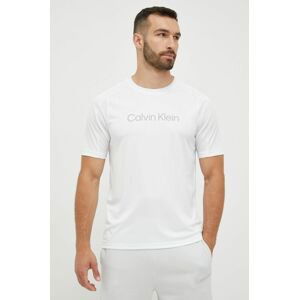 Tréningové tričko Calvin Klein Performance Ck Essentials biela farba, s potlačou