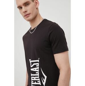 Bavlnené tričko Everlast čierna farba, s potlačou