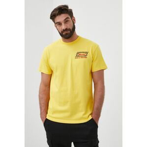 Bavlnené tričko Deus Ex Machina žltá farba, s potlačou