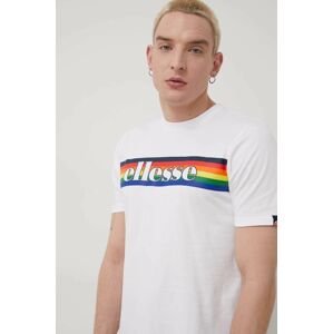 Bavlnené tričko Ellesse SHM13822-WHITE, biela farba, s potlačou