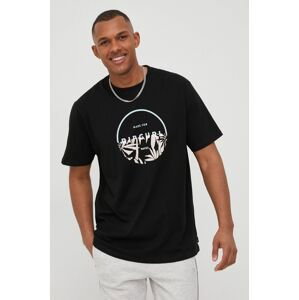Bavlnené tričko Rip Curl čierna farba, s potlačou