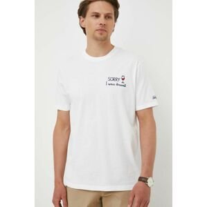 Bavlnené tričko MC2 Saint Barth biela farba, s nášivkou