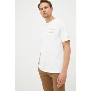 Bavlnené tričko MC2 Saint Barth biela farba, s nášivkou