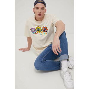 Bavlnené tričko Converse béžová farba, s potlačou