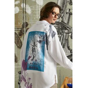 Košeľa Medicine dámska, biela farba, voľný strih, s klasickým golierom