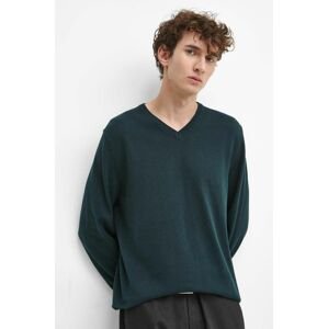 Bavlnený sveter Medicine pánsky, zelená farba, tenký