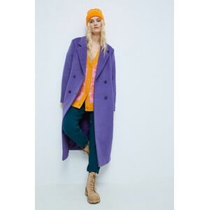 Kabát s prímesou vlny Medicine fialová farba, prechodný, dvojradový