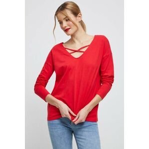 Bavlnené tričko s dlhým rukávom Medicine červená farba
