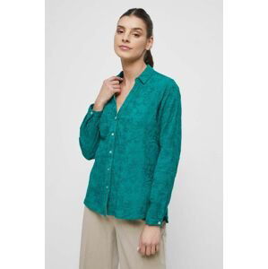 Bavlnená košeľa Medicine dámska, zelená farba, regular, s klasickým golierom