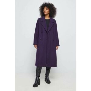 Kabát s prímesou vlny Medicine fialová farba, prechodný, oversize