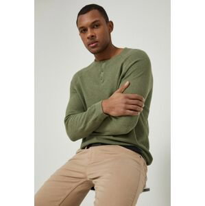 Bavlnený sveter Medicine pánsky, zelená farba, ľahký,