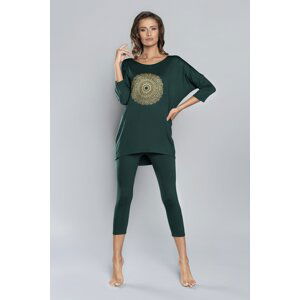 Dámske pyžamo Italian Fashion Mandala - trojštvrťové Zelená 2XL