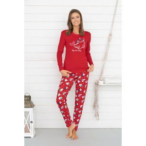 Dámske pyžamo Italian Fashion Kasjana - dlhé bavlnené Červená M