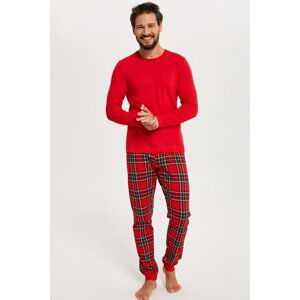 Pánske pyžamo Italian Fashion Narwik - dlhé bavlnené Červená L
