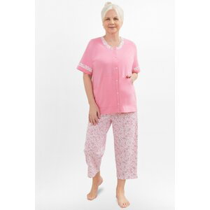 Dámske pyžamo Martel Nikola - zapínacie bavlnené Svetloružová 2XL