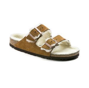 Birkenstock Arizona Shearling Suede Leather Regular Fit hnedé 1001128