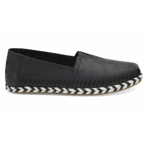 Toms Black Leather Rope Alpargata čierne 10011658