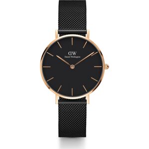 Daniel Wellington Analógové hodinky 'Petite Ashfield RG Black'  zlatá / čierna