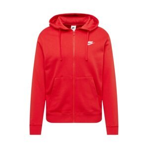 Nike Sportswear Tepláková bunda 'Club Fleece'  červená / biela