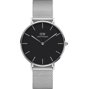 Daniel Wellington Analógové hodinky 'Petite Sterling S Black'  strieborná