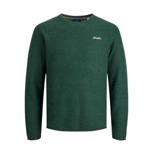 JACK & JONES Sveter 'Paul Tons'  tmavozelená / biela