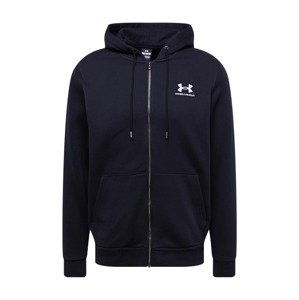 UNDER ARMOUR Športová mikina so zipsom 'Essential'  čierna / biela