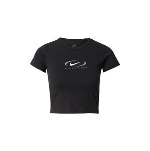 Nike Sportswear Tričko 'Swoosh'  sivá / čierna / biela