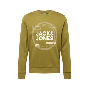 JACK & JONES Mikina 'PILOU'  olivová / biela