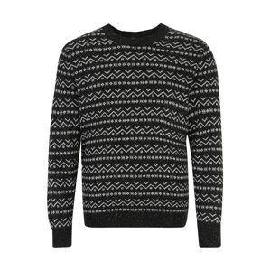 Jack & Jones Plus Sveter  sivá melírovaná / tmavozelená / čierna / biela