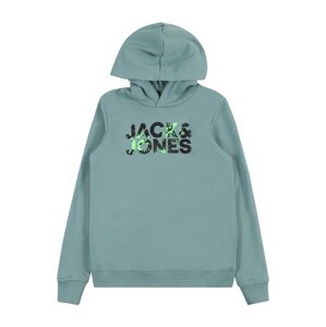 Jack & Jones Junior Mikina 'COMMERCIAL'  modrozelená / svetlozelená / čierna