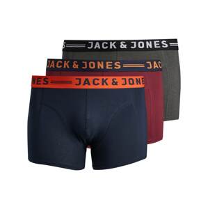 Jack & Jones Plus Boxerky  námornícka modrá / sivá melírovaná / tmavooranžová / burgundská