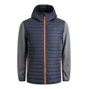 JACK & JONES Prechodná bunda  tmavomodrá / sivá melírovaná / oranžová / biela