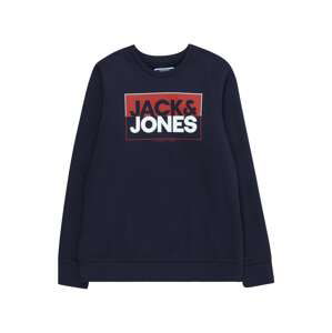 Jack & Jones Junior Mikina  námornícka modrá / tmavočervená / biela