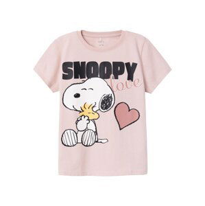 NAME IT Tričko 'Nanni Snoopy'  rosé / staroružová / čierna / biela