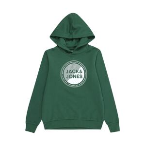 Jack & Jones Junior Mikina 'LOYD'  tmavozelená / biela