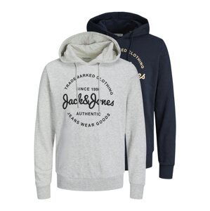 JACK & JONES Mikina 'FOREST'  námornícka modrá / zlatá / sivá melírovaná