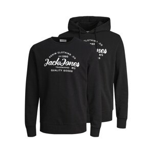 JACK & JONES Mikina 'FOREST'  čierna / biela