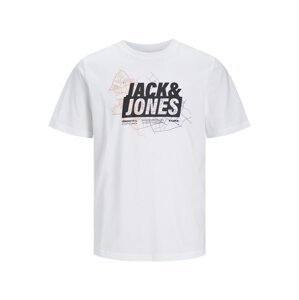 JACK & JONES Tričko 'Map'  fialová / oranžová / čierna / biela