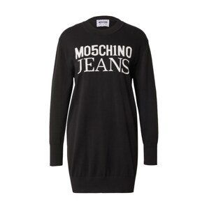 Moschino Jeans Pletené šaty  čierna / biela