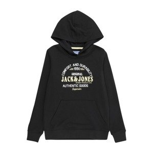 Jack & Jones Junior Mikina 'MINDS'  pastelovo žltá / čierna / prírodná biela