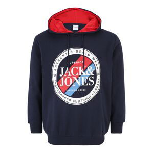 Jack & Jones Plus Mikina 'LOOF'  námornícka modrá / svetlomodrá / svetločervená / biela