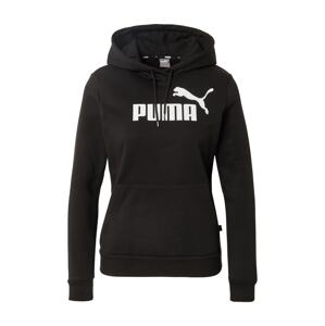 PUMA Športová mikina 'ESSENTIAL Logo Hoodie'  čierna / biela